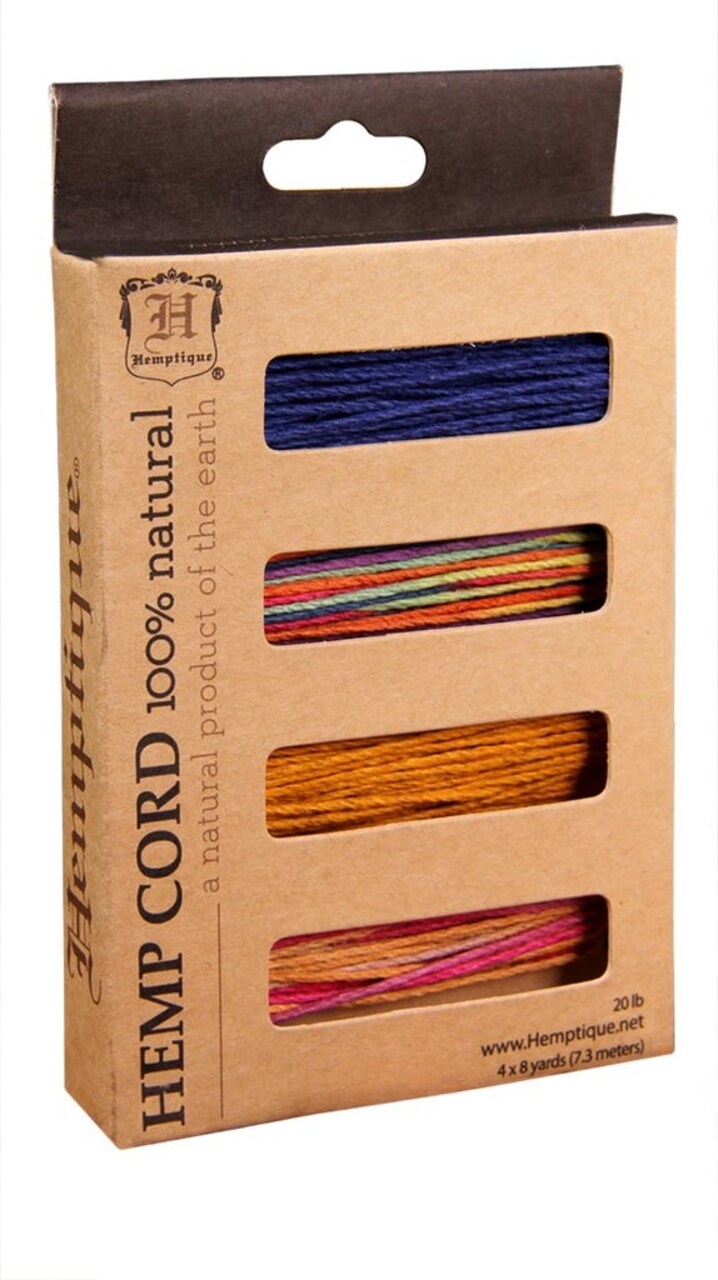 Hemptique 1mm #20 Hemp Cord 4-Pack Mini Spools Eco Friendly Sustainable Naturally Grown Jewelry Bracelet Making Paper Crafting Scrapbooking Bookbinding Mixed Media Crocheting Macrame Seasonal Holiday Gift Wrapping Outdoor Gardening